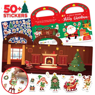 DIY-Kinder-Stickerbuch mit Weihnachtsmotiven, wiederverwendbar