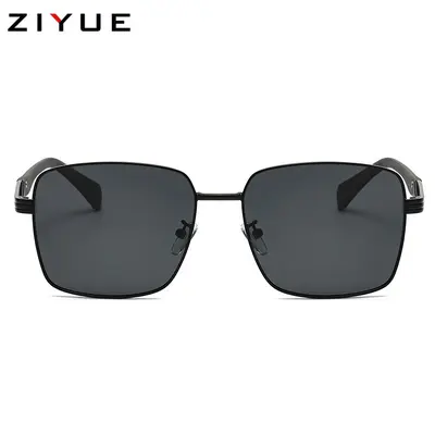 Men's Polarized Sunglasses with Metal Square Frame for Driving - 4