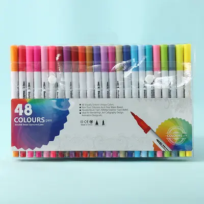 Çift uçlu suluboya kalem 120 renk yıkanabilir çevre dostu çocuk fırça seti öğrenci sanat boyama su bazlı kanca hattı kalem - 13