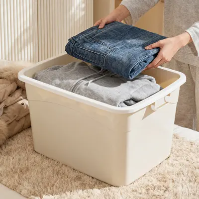 Extra large plastic storage box for clothing and toys