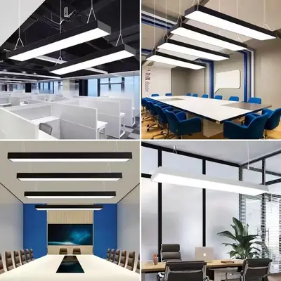 Quadratische LED-Röhrenleuchte Bürolichtstab LED-Streifen Licht Büro Supermarkt Geschäft kommerzielle Aluminium-Hängeleuchte Drahtstab-Leuchtstab Kronleuchter Anpassung