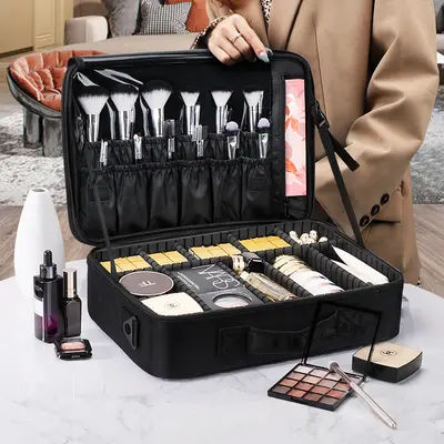 Large Capacity Multi-Layer Makeup Bag, Portable Cosmetics Organiser