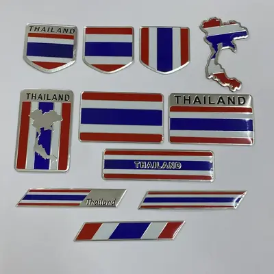 3D-Thailand-Flaggen-Emblem aus Aluminiumlegierung für Autokarosserie