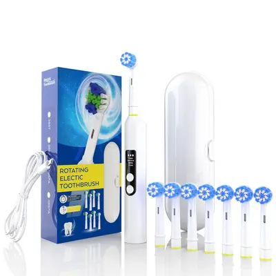 Fully Automatic Rotary Electric Toothbrush, Rechargeable, 4-6-8 Brush Heads - 11
