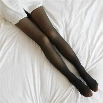 Plus Size Warm Faux Semi-Sheer One-Piece Tights - 7