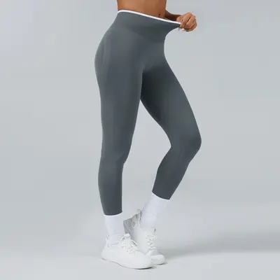 Seamless Knit Butt-Lifting Yoga Pants, High Waist, Quick-Dry - 8
