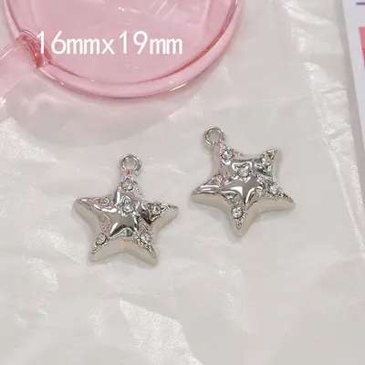 Silver Zircon Bow, Cross, Star and Rose Pendant for Handmade DIY Jewelry Making - 7