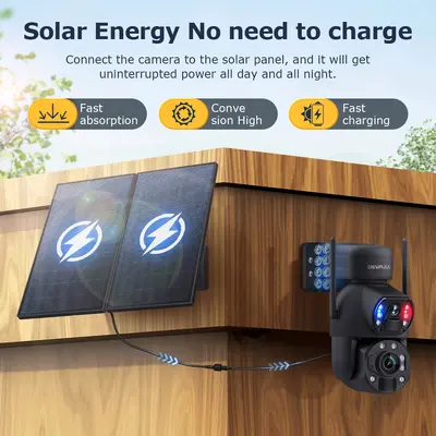 4G solar-powered camera, 36x optical zoom, night vision, 24-hour recording