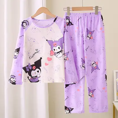Mädchen-Schlafanzug-Set mit Kuromi-Motiv, langarm, Frühling Herbst