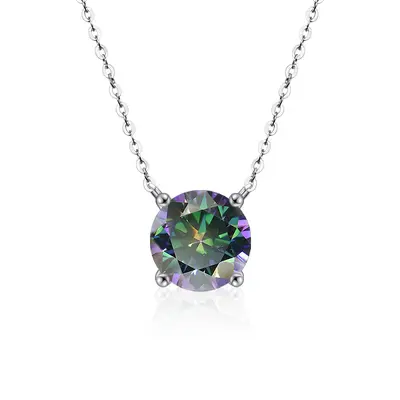 S925 gümüş moissanite kolye, dört pençeli tasarım, çıkıltı zinciri - 10