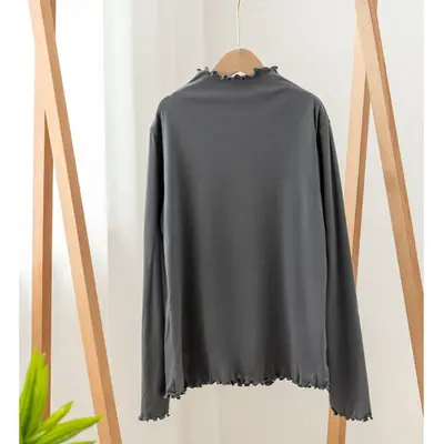 Women's Autumn Winter Base Shirt, Ruffled, Half Turtleneck - 12