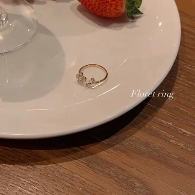 Zircon adjustable open ring for women, Korean style - 8
