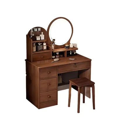 Modern Makeup Vanity Table with Mirror and Storage Cabinet, Bedroom