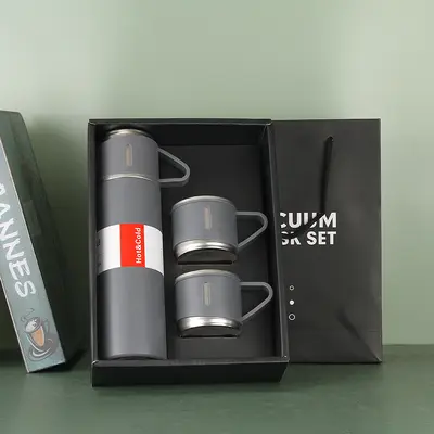 Thermobecher-Set aus 304 Edelstahl mit drei Deckeln, doppelwandig - 11