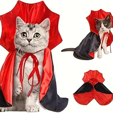 Halloween Pet Vampire Cape Cross-Border Bestseller Stand-Up Collar Cat and Dog Cloak Magic Witch Costume Party Dress-Up