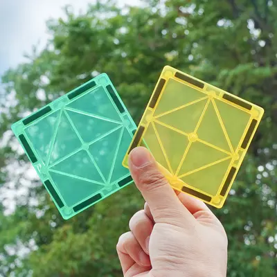 Manyetik Yapı Blokları, Renkli Pencere Levhalı Erken Eğitim Puzzle Oyuncağı - 11