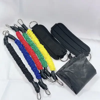 Ankle resistance bands 8-piece set multicolor elastic training ropes - 3