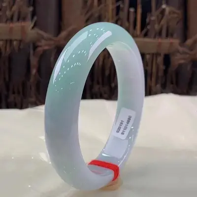 Burmese Grade A jadeite bracelet icy wax green - 3