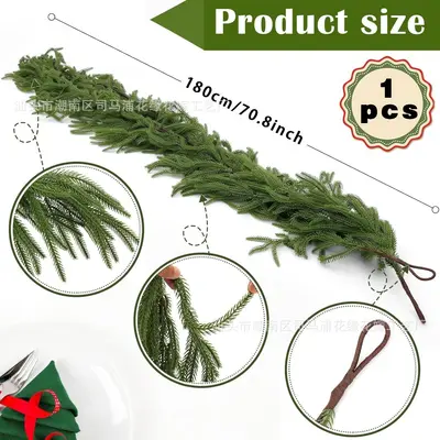 Artificial Rattan Norfolk Pine Wall Decoration, Christmas Decor - 9