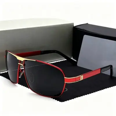 Men's Polarized Sunglasses, Square Frame, Cycling Driving, Model 722 - 9