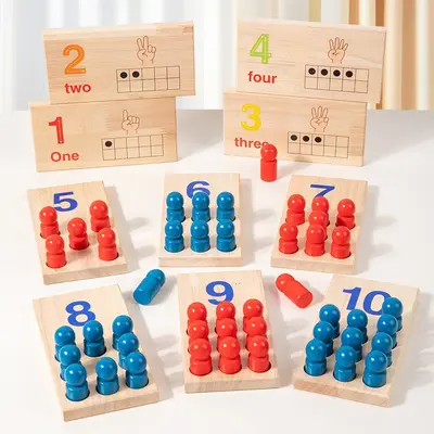 Holz-Lernstäbe für Kleinkinder, Montessori Sensorik-Mathematik, Farberkennung, Steckspielzeug, pädagogisches Spielzeug - 8