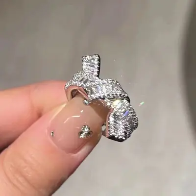 Gümüş zirkonyum açık yüzük, ayarlanabilir, vintage stil - 9