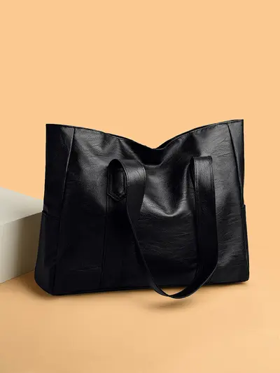Women's Large Soft Leather Tote Bag - 4