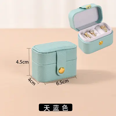 In-stock mini ring storage box, portable travel case, multi-compartment, flip-top lid, snap closure ring jewelry box - 13
