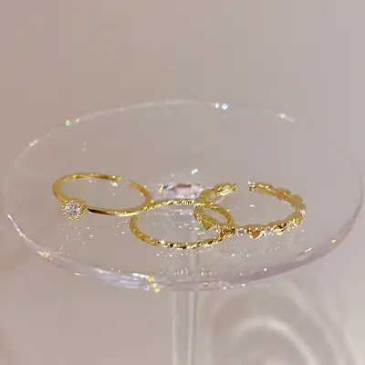 Zircon stone ring, natural color, open design