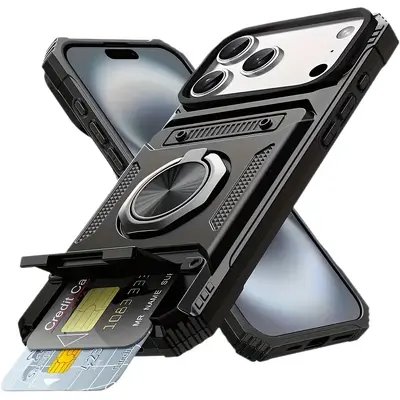2-in-1 Card Holder Phone Case with Stand for iPhone 17 16 15 14 13 12