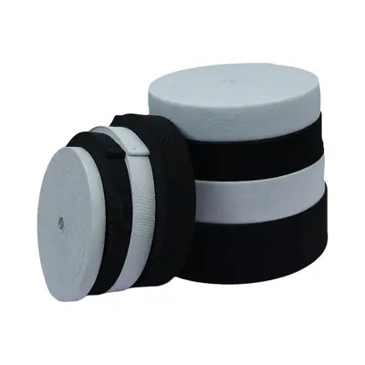 High-Elasticity Black and White Flat Knitted Elastic Band, Garment Accessory, Full Roll - 6