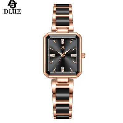 Damenuhr, Luxus, Diamant, quadratisches Zifferblatt, elegant, Quarz