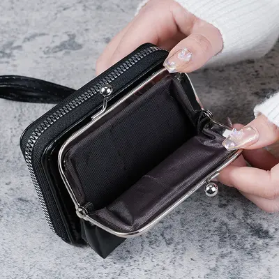 Women's Wristlet Short Wallet with Large Coin Pouch and Card Slots