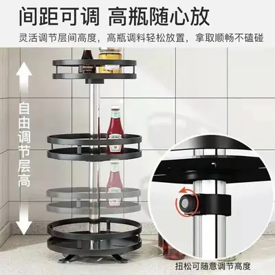 360-degree rotating kitchen cabinet organizer shelf, spice storage box, oil, salt, sauce, vinegar, condiment jar rack