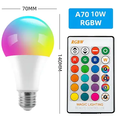 Plastic-Coated Aluminum A19 Color-Changing LED Bulb RGBW Dimmable E27 Screw Base - 9