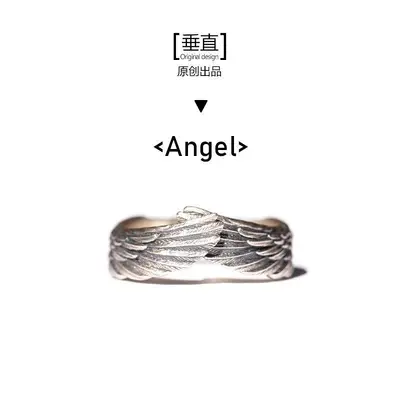 Melek kanat S925 gümüş yüzük çift - 7
