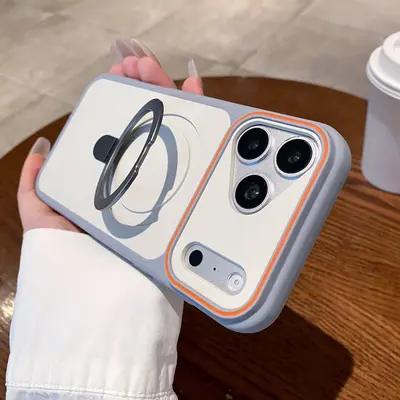 Magnetic Stand Phone Case for iPhone 18 Pro Max, Shockproof, Solid Color - 12