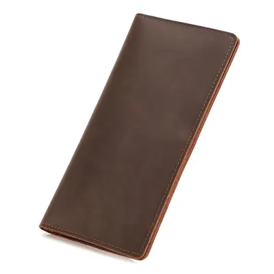 Genuine leather men's long wallet with multiple card slots and coin compartment - 9