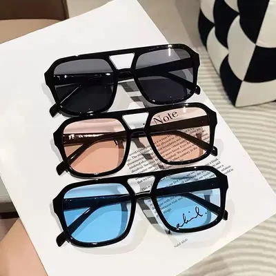 Eckige Piloten-Sonnenbrille mit Doppelsteg und Ocean-Linse - 5