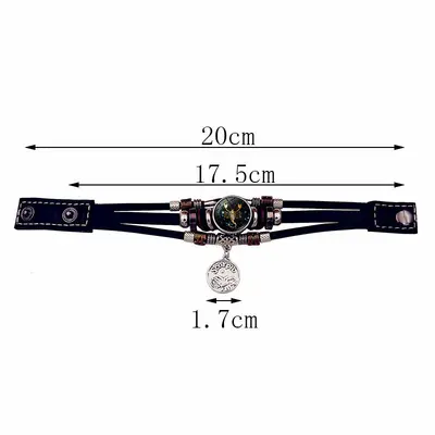 Luminous 12 Zodiac Leather Bracelet, Handmade Multi-Layer Beaded Couple Gift