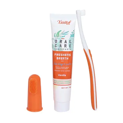 Pet Toothpaste and Toothbrush Set for Cats and Dogs, Oral Cleaning