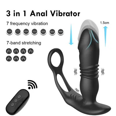 Prostatamassagegerät für Männer, 10 Vibrationsmodi, teleskopisch
