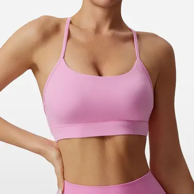 Women's Nude-Feel Sports Bra, Thin Strap, Shockproof, Quick-Dry - 10