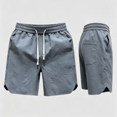 Herren-Sommershorts, einfarbige Sportshorts, feinkariert, Strandshorts