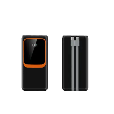 Cross-Border Super Fast Charging Power Bank 20000mAh Ultra-Large Capacity with Built-in Cable Portable Mobile Power Supply Custom KC