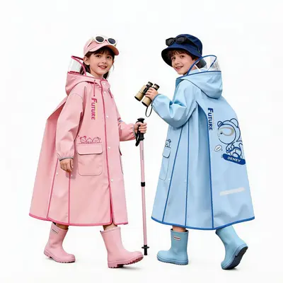 Children's raincoat, ages 6-12, backpack compartment