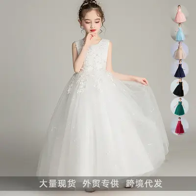 Mädchen-Prinzessinnenkleid aus Tüll, langes Modell, Größe 3-15 Jahre