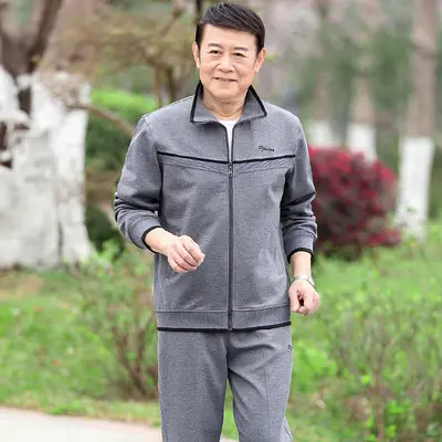 Men's Spring Autumn Casual Two-Piece Sweatshirt Set, Plus Size - 5