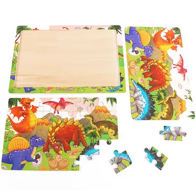 30-piece wooden puzzle animal dinosaur cartoon children's puzzle kindergarten gift baby early education educational toys