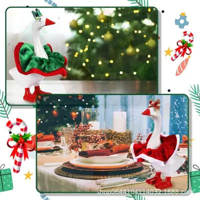Christmas Knitted Outfit Set for 7-Inch Mini White Goose Figurine